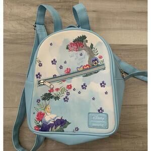 Disney Loungefly Alice In Wonderland Mad Here Mini Backpack Blue